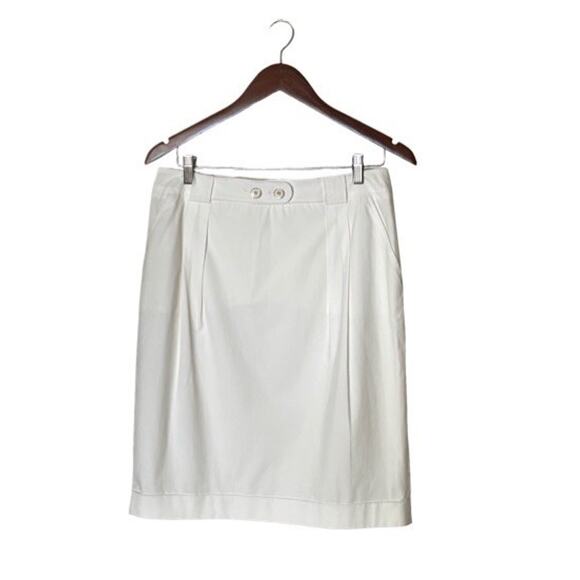 Rena Lange Dresses & Skirts - Rena Lange Fashion Show Skirt White Pencil Size 8 Pleated Cotton Preppy Office